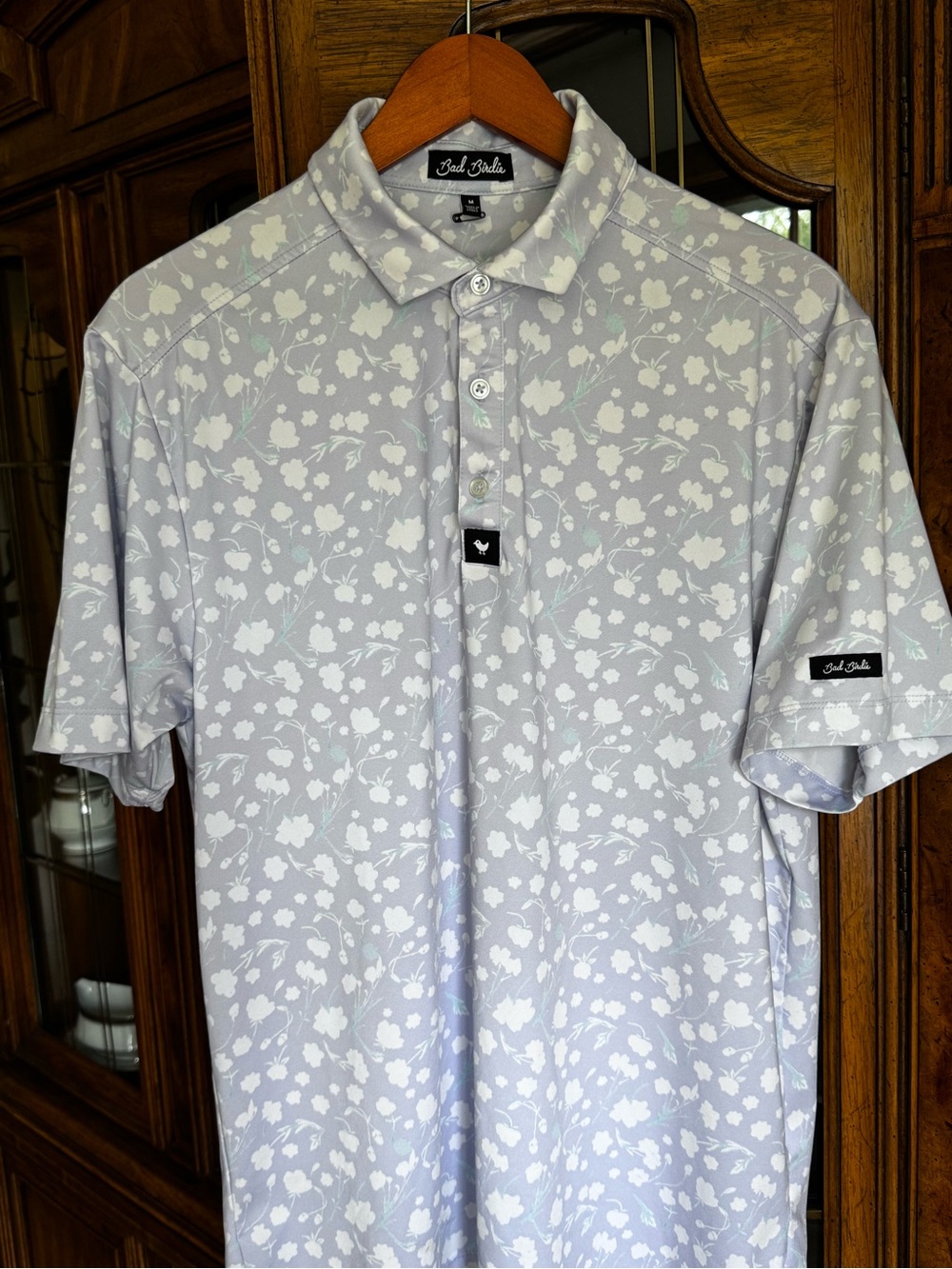 Bad Birdie Periwinkle Blue Floral Polo